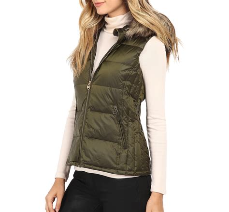 michael kors quilted fur vest